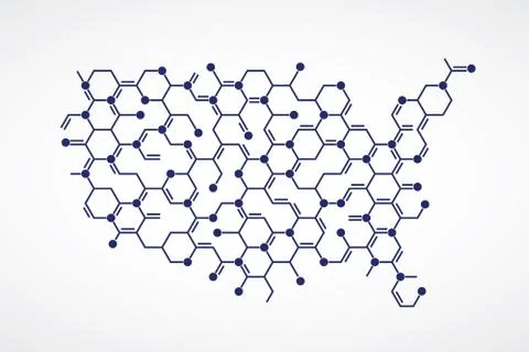 America Biomedical Map Molecular Structure Controlling Virus Prevention Campaign Stock Illustration