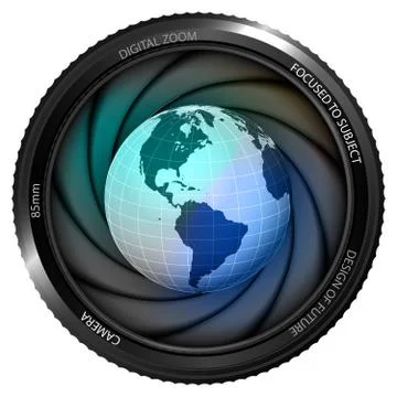 America earth globe in shutter ready to snapshot Stock Illustration