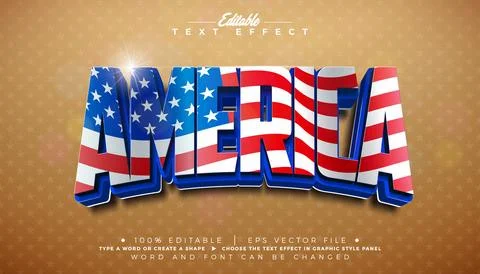 America Editable Text Effect Graphic Style with 250 Years of the United Sta.. 库存插图