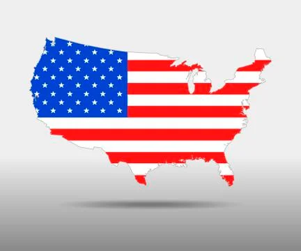 America Flag map - vector illustration. Stock Illustration