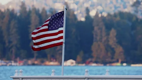America Flag In Sky Stock Footage 266000005