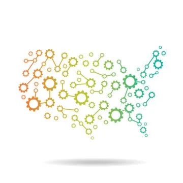 America Gears Map Network Illustrazione stock