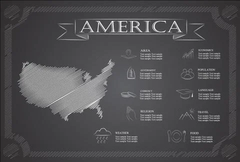 America infographics, statistical data, sights. Stock Illustration