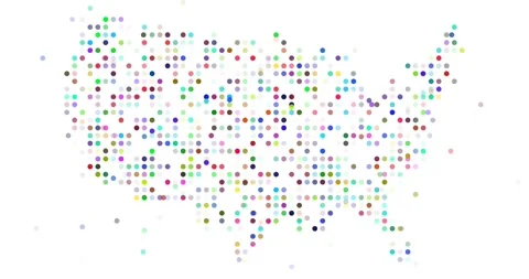 America Map Created with Falling Dots Stock Footage 312263951