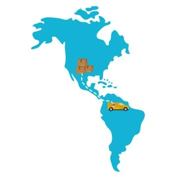 America map with delivery elements Illustrazione stock