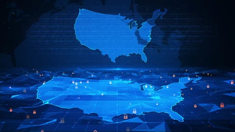 America Map Digital Business Security Key Number Background Stock Footage 339045886