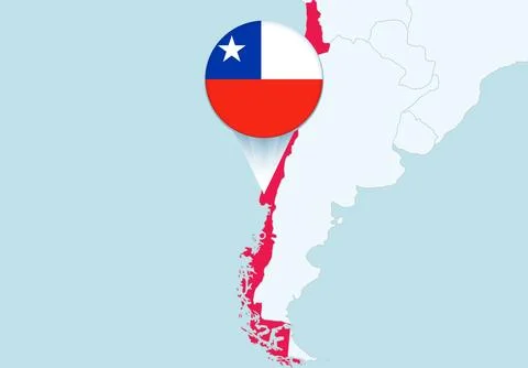 America with selected Chile map and Chile flag icon. Stock Illustration