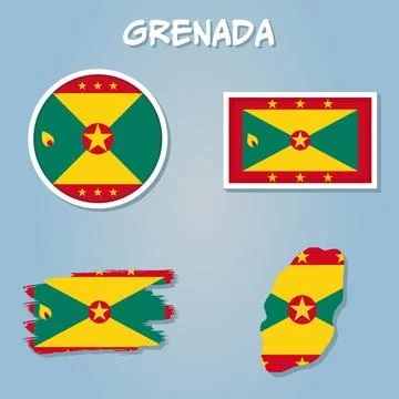 America with selected Grenada map and Grenada flag icon. Stock Illustration