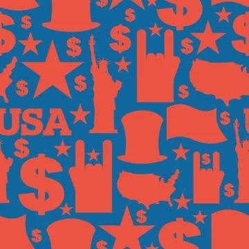 America symbols patriotic pattern. USA national ornament. State traditional b Stock Illustration