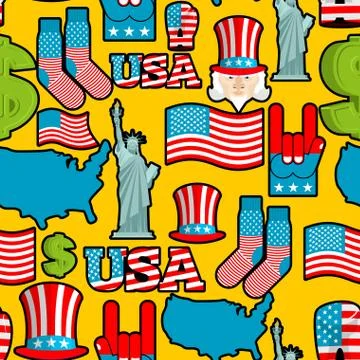 America symbols patriotic pattern. USA national ornament. State traditional b Stock Illustration