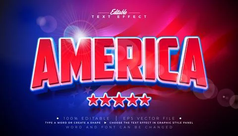 America Text Effect Design Editable Vector Graphic Style with 3d Typography a Stock Illustration