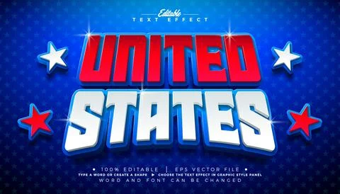 America Text Effect Design Editable Vector Graphic Style with United States.. Illustrazione stock
