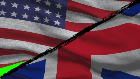 America VS Britain Flags Stock Footage 88513517