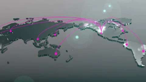 America to the world spread connection map animation Stock Footage 154947801