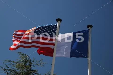 American and french flags Stock Photos