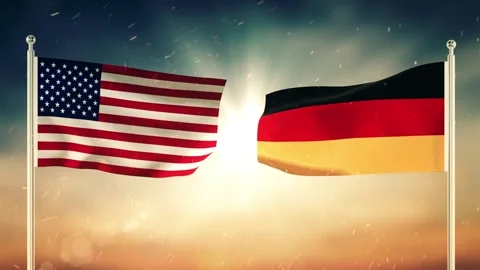 The American and German flags wave. Stock Footage 297345867