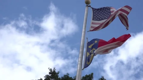 American and NC Flags Stock Footage 41667384