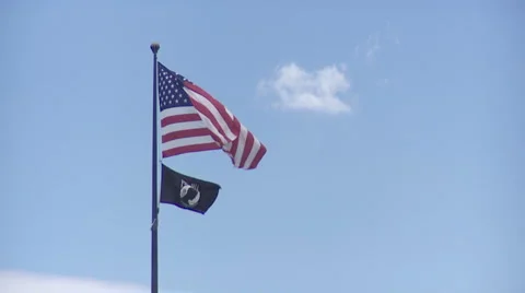 American and POW MIA flags (slow motion) Stock Footage