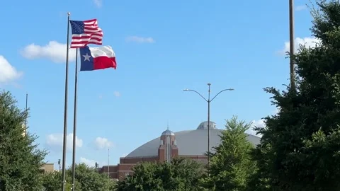 American and Texas Flags Stock Footage 285357071