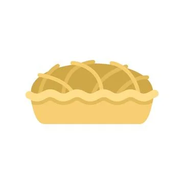 American apple pie icon flat vector. Sweet fruit Stock Illustration