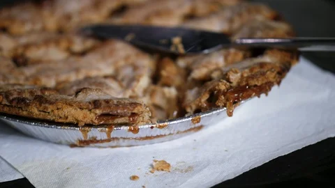 American As Apple Pie Slice Wedge Serve Plates Oven Cooling Cook Bake Dessert Video stock 95523926