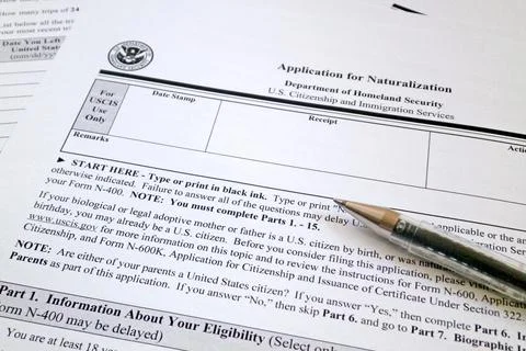 American application for naturalization form Stock Photos