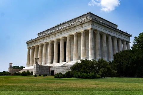 American Architecture: Low-Angle View of the Lincoln Memorial Facade Stock Photos