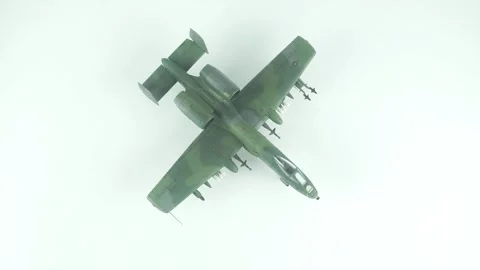 American Attack Aircraft A-10 Thunderbolt II In Camouflage  View From Above. Stock Footage 314599147