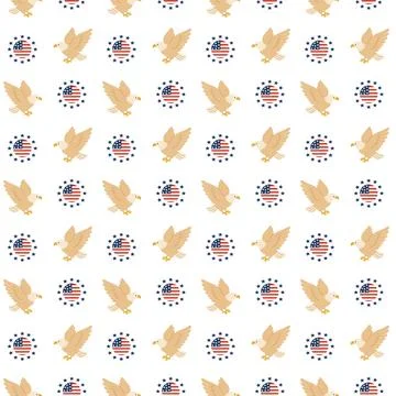 American bald eagle and star flag seamless pattern Stock Illustration
