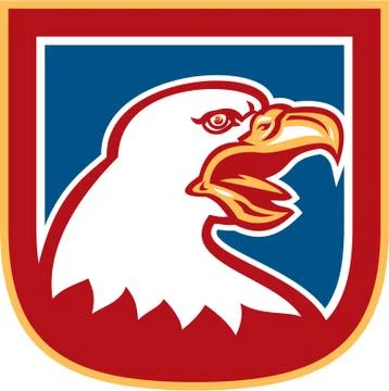 American bald eagle head shield retro. Stock Illustration