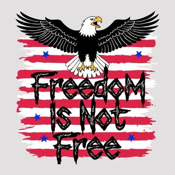 American bald eagle with outstretched wings on distressed flag background. Illustrazione stock