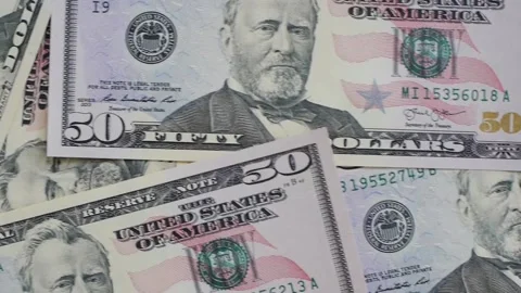 American Banknotes value of 50 dollar background Stock Footage 133772121
