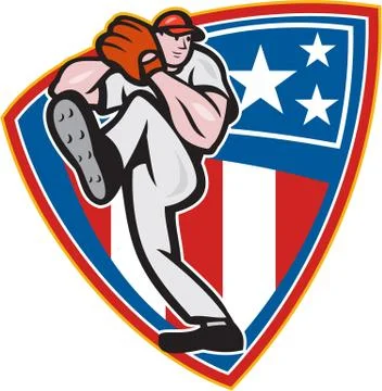 American baseball pitcher shield Stock Illustration