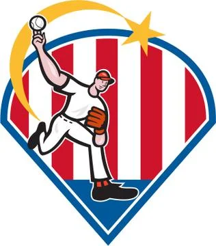 American baseball pitcher star Illustrazione stock