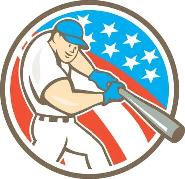 American baseball player batting circle cartoon Stock Illustration