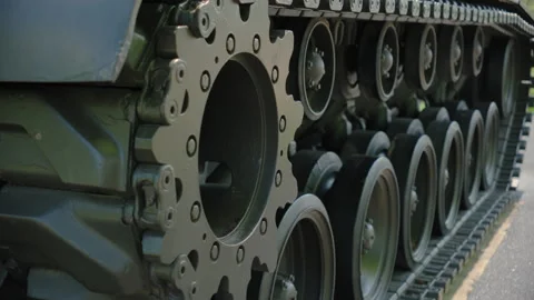 American battle tank. Elements of caterpillars tank Stock Footage 279774777
