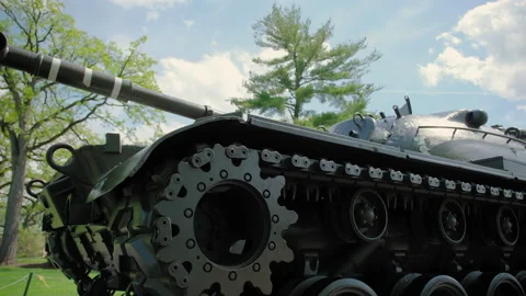 American battle tank. Elements of caterpillars tank. Move camera Stock Footage 279774883
