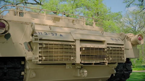 American battle tank. Elements of rear part Stock Footage 279774557