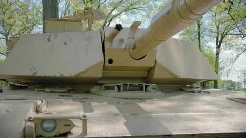 American battle tank. Elements of tank. Close up view Stock Footage 279774615