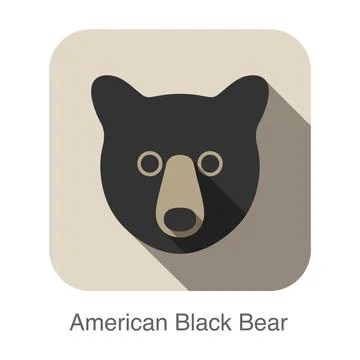 American black bear face flat icon design. Animal icons series. Stock Illustration