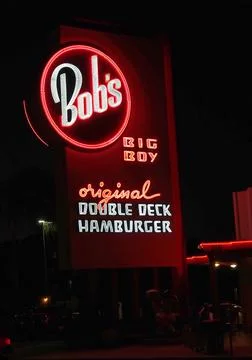 American Bob's Big Boy Restaurant Neon Sign Burbank California Stock Photos