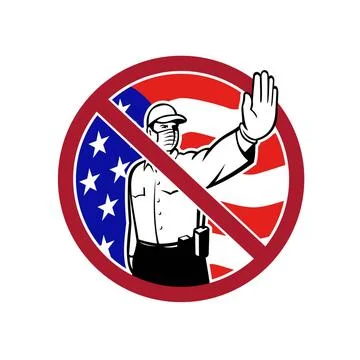 American Border Security No Entry Sign Icon retro style illustration of an... Stock Photos
