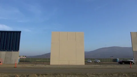 American Border Wall  - Building Prototype four Stock Footage 97856126