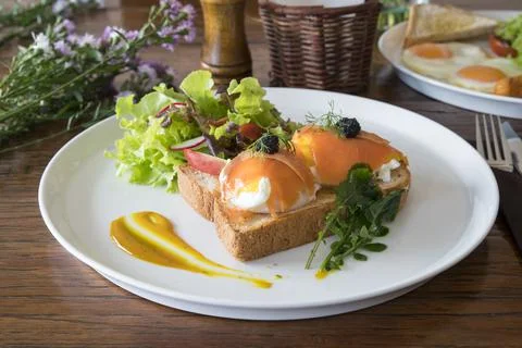 American breakfast on the table Stockfoto's
