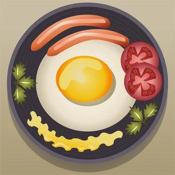 American Breakfast Vector Illustration Egg Sausages and mayonaise Stock Illustration