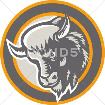 American buffalo bison head circle retro Stock Illustration