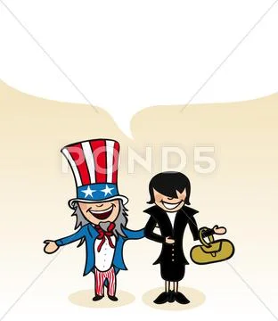 American cartoon couple social bubble Stock Illustration