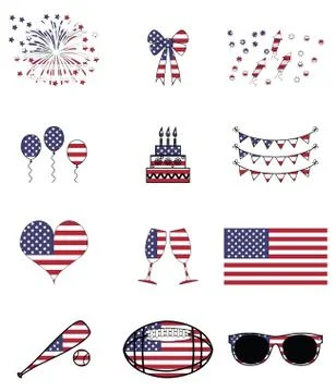 American celebration and symbols Stock Illustration