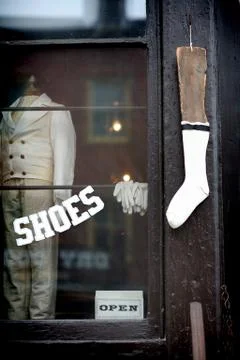 American Civil War - A Shoe and Suit Storefront Showcases Products Stock Photos