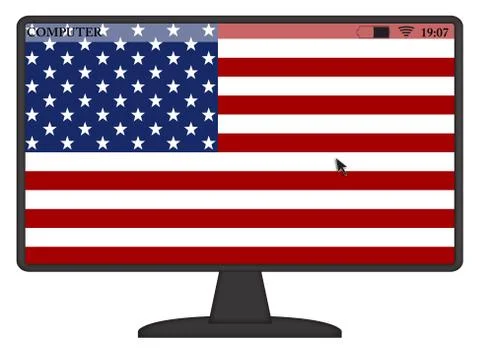 American Computer Flag Stock Illustration